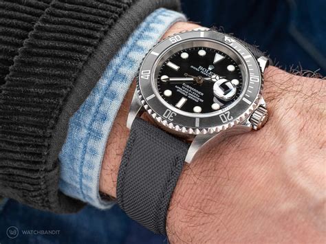 rolex submariner nylon strap|rolex submariner with rubber strap.